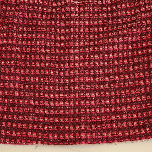 Tory Burch Wool Blend Sz 4 Basketweave Ribbon Plaid Pencil Skirt Pink Tweed Work - Picture 6 of 10